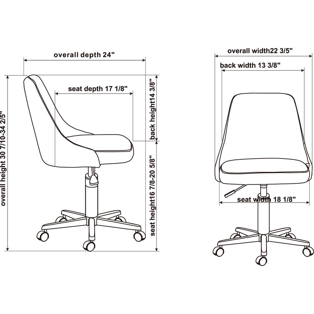 Lorell Resimercial Low-back Task Chair with Arms - 22.5" x 24.4"31.5" - Material: Fabric - Finish: Gray