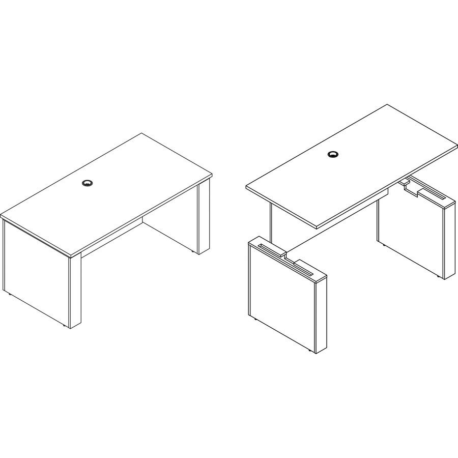 Lorell Essentials Series Sit-to-Stand Desk Shell - 0.1" Top, 1" Edge, 60" x 29"49" - Finish: Weathered Charcoal