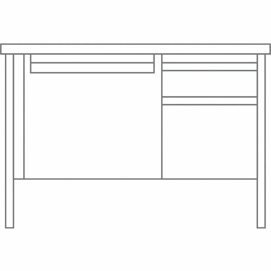 Lorell Fortress Series 48" Right Single-Pedestal Desk - 48" x 29.5"30" , 0.8" Modesty Panel, 1.1" Top - Single Pedestal on Right Side - Square Edge - Material: Steel - Finish: Black