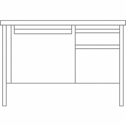 Lorell Fortress Series 48" Right Single-Pedestal Desk - 48" x 29.5"30" , 0.8" Modesty Panel, 1.1" Top - Single Pedestal on Right Side - Square Edge - Material: Steel - Finish: Black