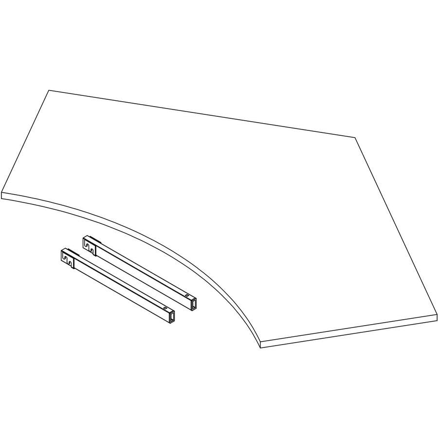 Lorell Relevance Series Curve Worksurface for 120 Workstations - Weathered Charcoal Laminate Rectangle Top - Contemporary Style - 47.25" Table Top Length x 34.13" Table Top Width x 1" Table Top Thickn