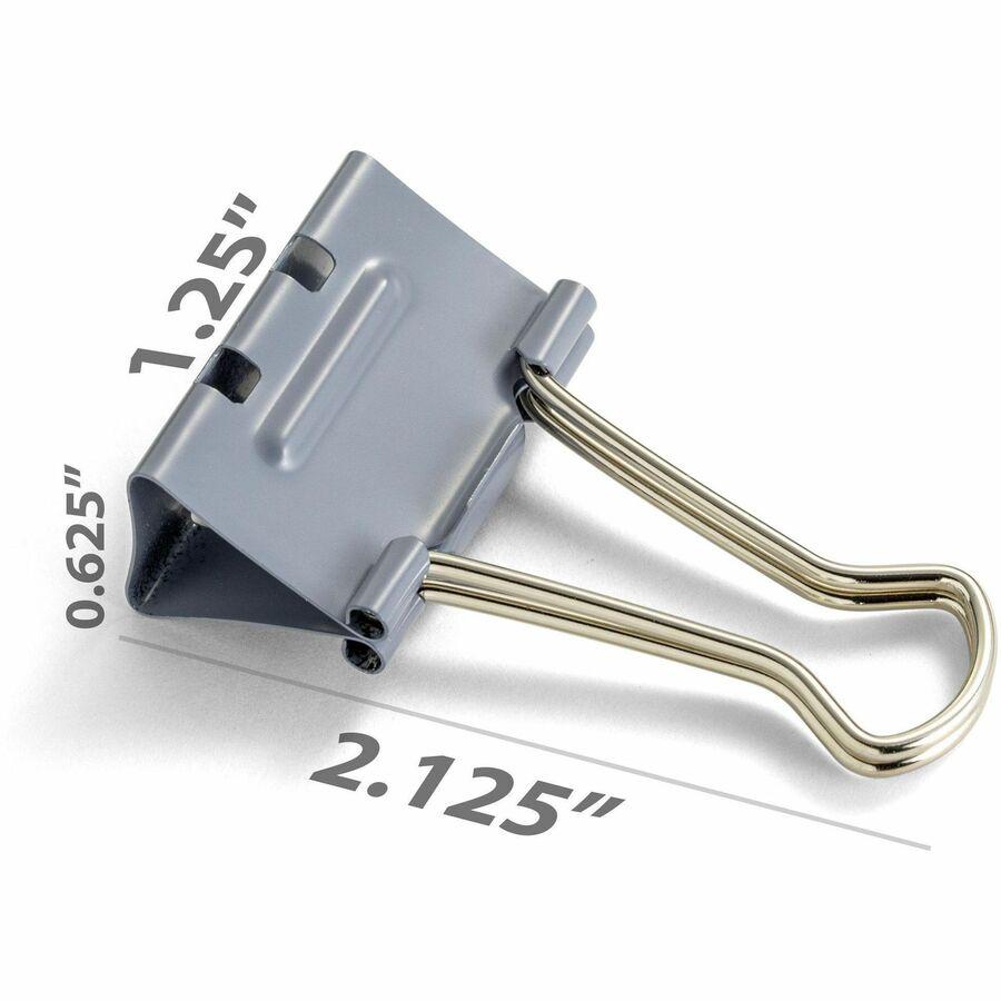 Officemate Binder Clip, Medium - Medium - 4.8" Length x 2.4" Width - 0.63" Size Capacity - for Binder - 12 / Box - Gray