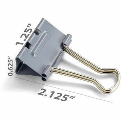 Officemate Binder Clip, Medium - Medium - 4.8" Length x 2.4" Width - 0.63" Size Capacity - for Binder - 12 / Box - Gray