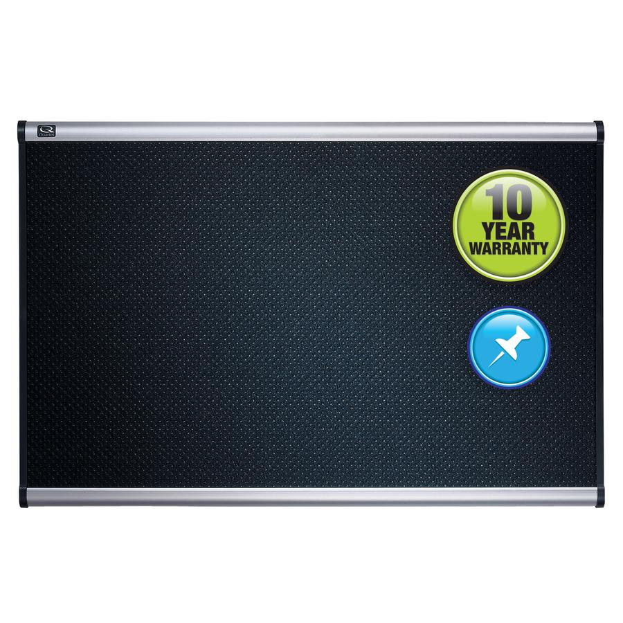 Quartet Prestige Embossed Bulletin Board - 24" Height x 36" Width - Black Foam Surface - Self-healing - Silver Aluminum Frame - 1 Each