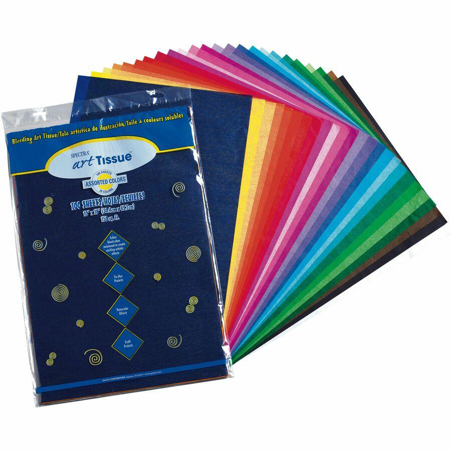 Spectra Art Tissue Deluxe Bleeding Art Tissue - Art Project, Craft Project - 18"Height x 12"Width x 0.10"Length - 100 / Pack - Assorted