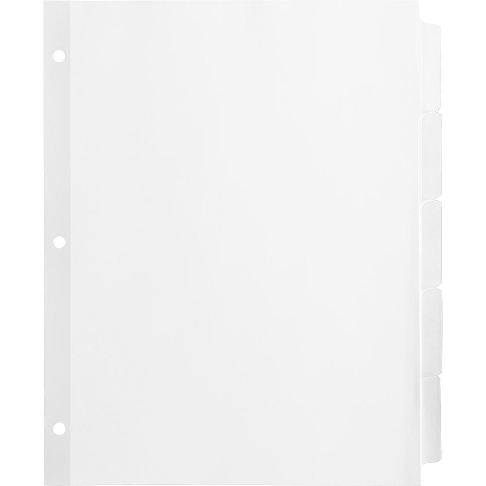 Business Source Reinforced Hole Punched Indexes - 5 Write-on Tab(s) - 3 Hole Punched - White Divider - Recycled - Non-laminated, Mylar Reinforcement - 36 / Box