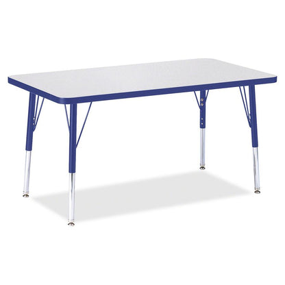 Jonti-Craft Berries Elementary Height Gray Top Rectangular Table - Gray Rectangle, Laminated Top - Four Leg Base - 4 Legs - Adjustable Height - 15" to 24" Adjustment - 36" Table Top Length x 24" Table