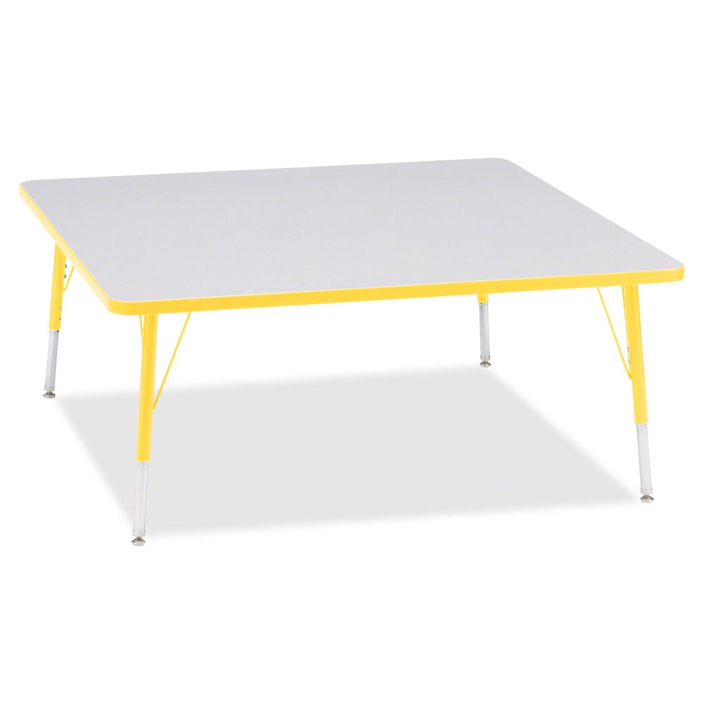 Jonti-Craft Berries Elementary Height Color Edge Square Table - Laminated Square, Yellow Top - Four Leg Base - 4 Legs - Adjustable Height - 15" to 24" Adjustment - 48" Table Top Length x 48" Table Top