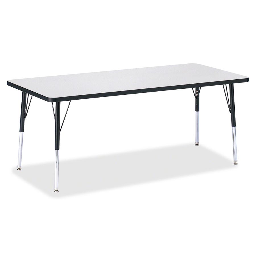Jonti-Craft Berries Elementary Height Color Edge Rectangle Table - Black Rectangle, Laminated Top - Four Leg Base - 4 Legs - Adjustable Height - 15" to 24" Adjustment - 72" Table Top Length x 30" Tabl