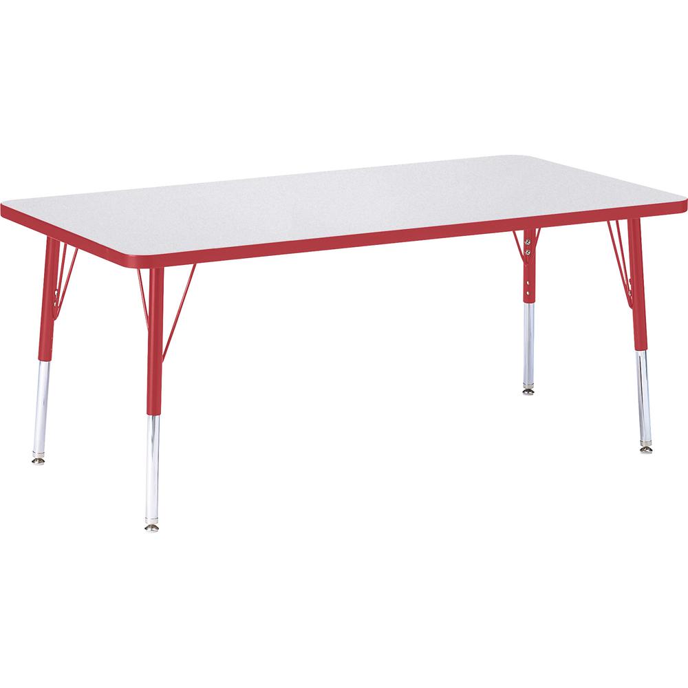 Jonti-Craft Berries Elementary Height Color Edge Rectangular Table - Gray Rectangle, Laminated Top - Four Leg Base - 4 Legs - Adjustable Height - 15" to 24" Adjustment - 60" Table Top Length x 30" Tab