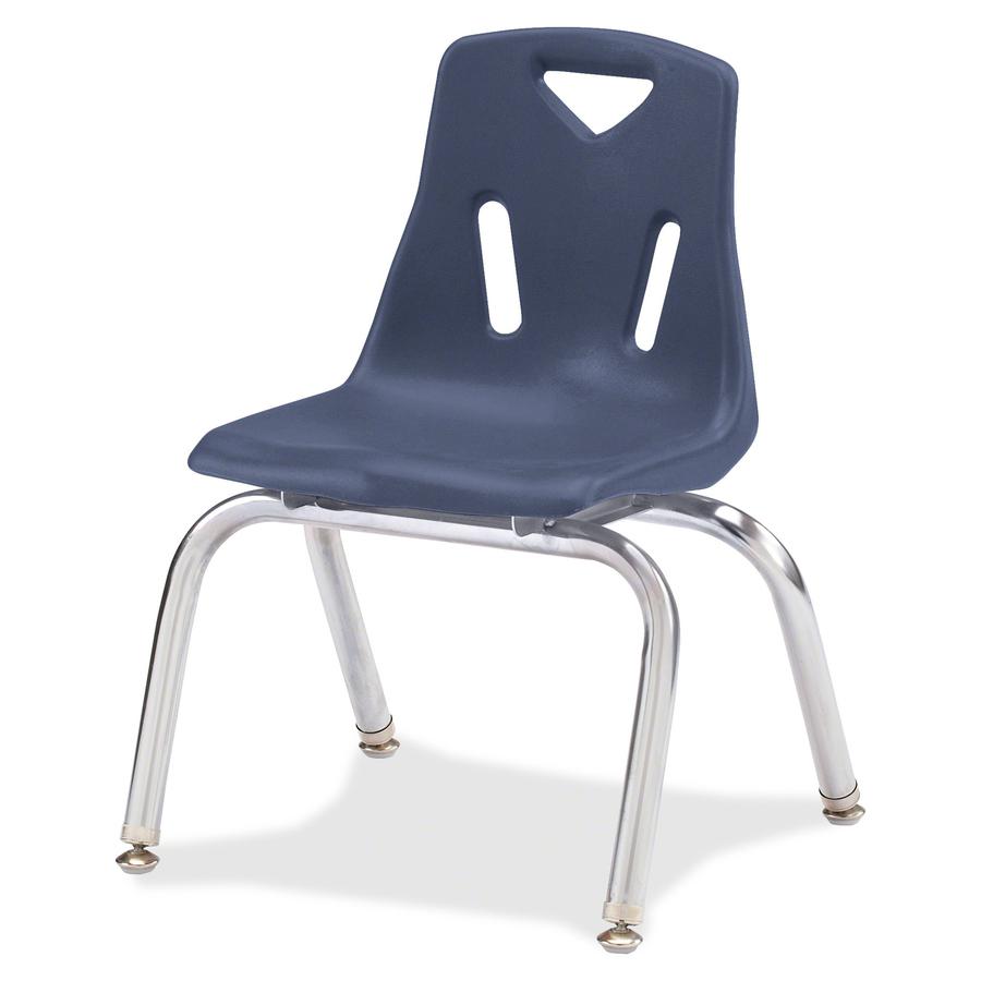 Jonti-Craft Berries Stacking Chair - Steel Frame - Four-legged Base - Navy - Polypropylene - 1 Each