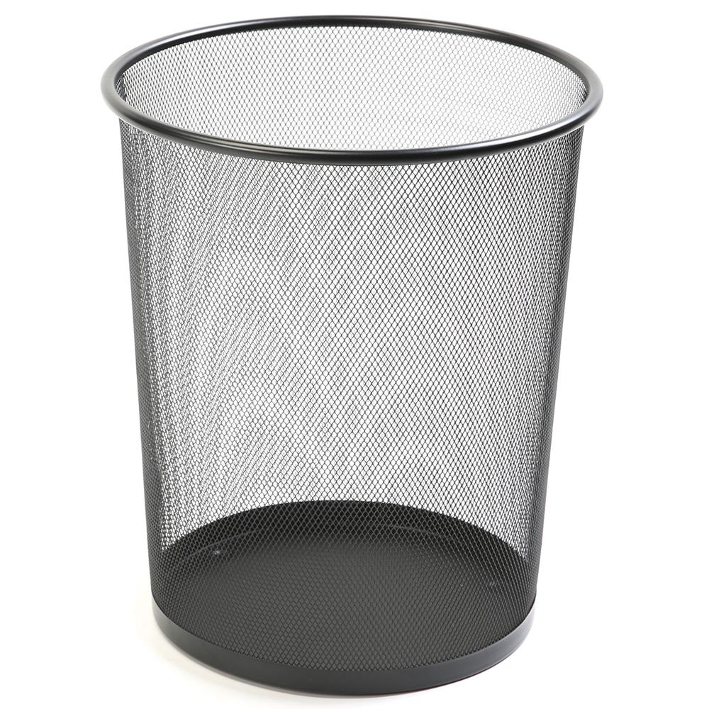 Lorell Mesh Waste Bin - 4.70 gal Capacity - Round - 14.3" Height x 12" Diameter - Steel - Black - 1 Each