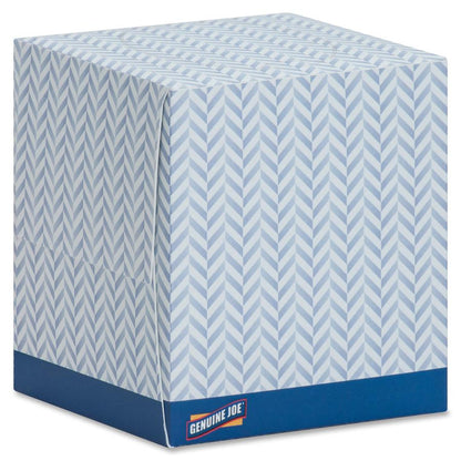 Genuine Joe Cube Box Facial Tissue - 2 Ply - Interfolded - White - 85 Per Box - 36 / Carton