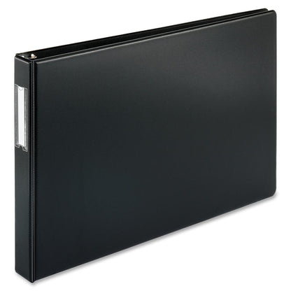 Business Source Tabloid-size Round Ring Reference Binder - 1" Binder Capacity - Tabloid - 11" x 17" Sheet Size - Round Ring Fastener(s) - Black - Recycled - Durable, Label Holder - 1 Each