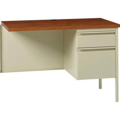 Lorell Fortress Series Right-Pedestal Return - Rectangle Top - 42" Table Top Width x 24" Table Top Depth x 1.12" Table Top Thickness - 29.50" HeightAssembly Required - Oak, Oak Laminate, Putty - Steel