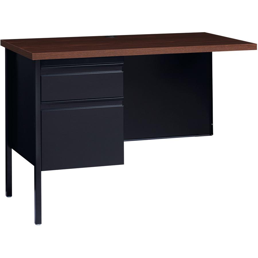 Lorell Fortress Series Left-Pedestal Return - Rectangle Top - 42" Table Top Width x 24" Table Top Depth x 1.12" Table Top Thickness - 29.50" HeightAssembly Required - Black Walnut, Laminated, Walnut -