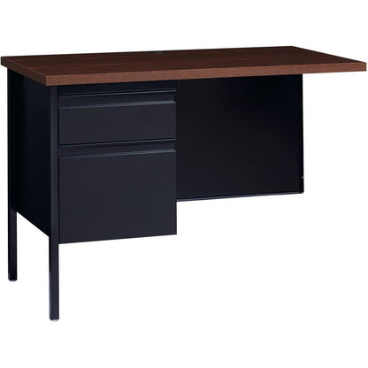 Lorell Fortress Series Left-Pedestal Return - Rectangle Top - 42" Table Top Width x 24" Table Top Depth x 1.12" Table Top Thickness - 29.50" HeightAssembly Required - Black Walnut, Laminated, Walnut -