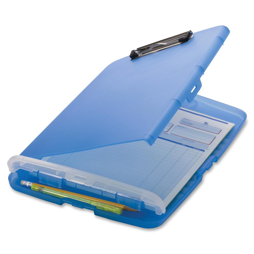 Officemate Slim Clipboard Storage Box - 1" Clip Capacity - 8 1/2" x 11" - Blue - 1 Each