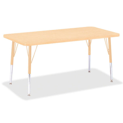 Jonti-Craft Berries Elementary Maple Laminate Rectangle Table - Laminated Rectangle, Maple Top - Four Leg Base - 4 Legs - Adjustable Height - 15" to 24" Adjustment - 48" Table Top Length x 24" Table T