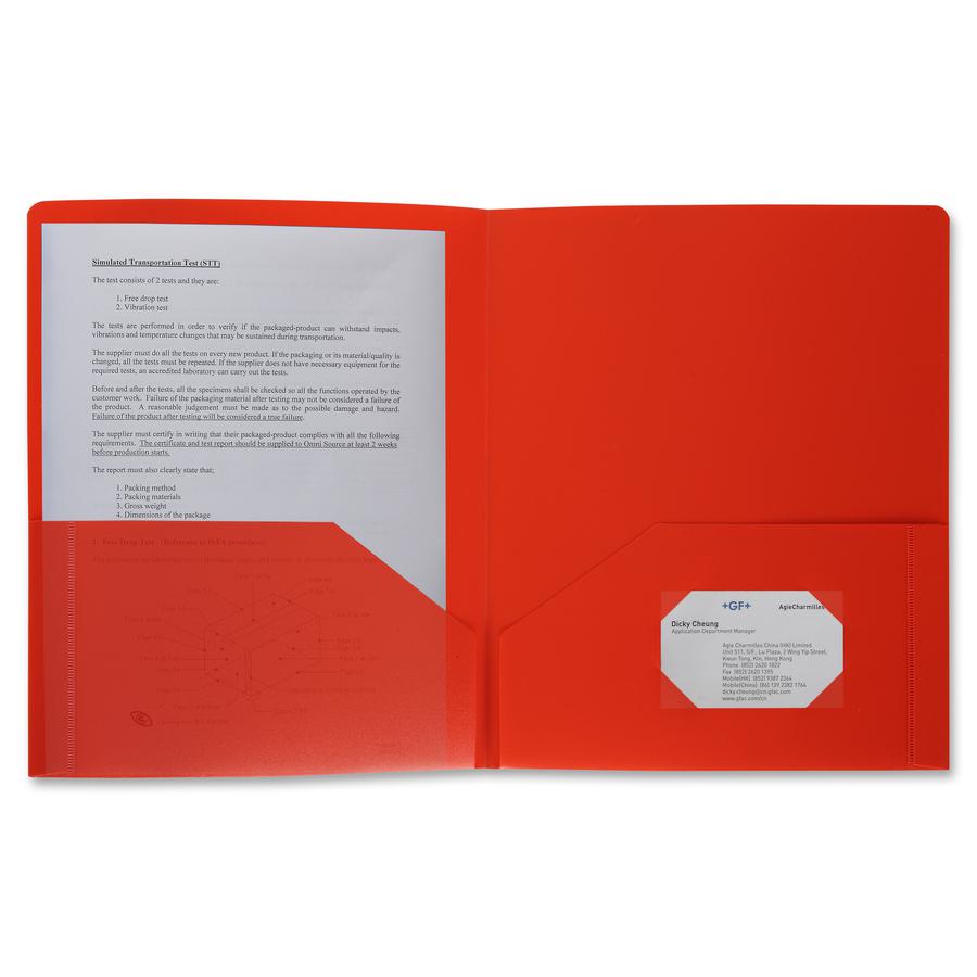 Business Source Letter Portfolio - 8 1/2" x 11" - 30 Sheet Capacity - 2 Pocket(s) - Red - 1 Each