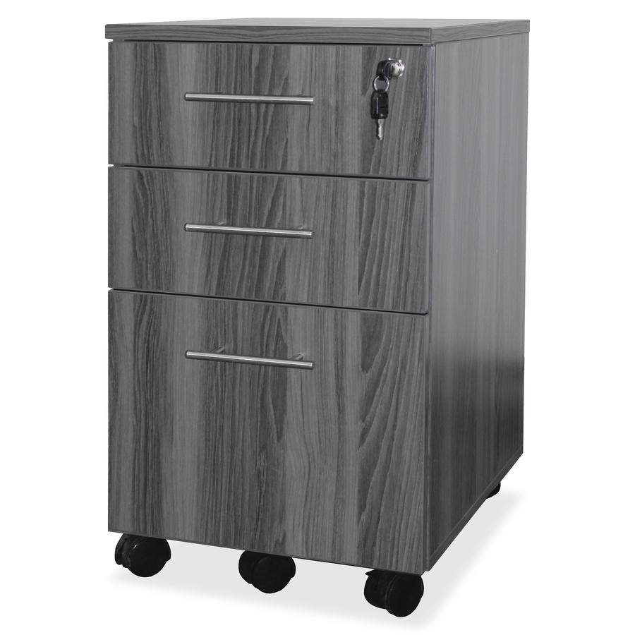 Mayline Medina Box/Box/File Mobile Pedestal - 18" x 15.5" x 26.8" - 3 x Box, File Drawer(s) - Material: Steel - Finish: Gray, Laminate - Stain Resistant, Water Resistant, Abrasion Resistant, Ball-bear