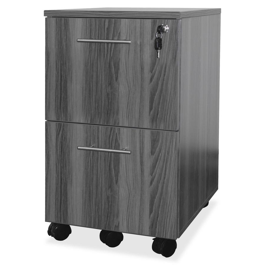 Mayline Gray Laminate File/File Mobile Pedestal File - 18" x 15.5" x 26.8" - 2 x File Drawer(s) - Material: Steel - Finish: Gray, Laminate - Stain Resistant, Water Resistant, Abrasion Resistant, Drawe