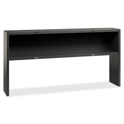 Lorell Fortress Modular Series Stack-on Hutch - 72" - Material: Steel - Finish: Charcoal - Grommet, Cord Management
