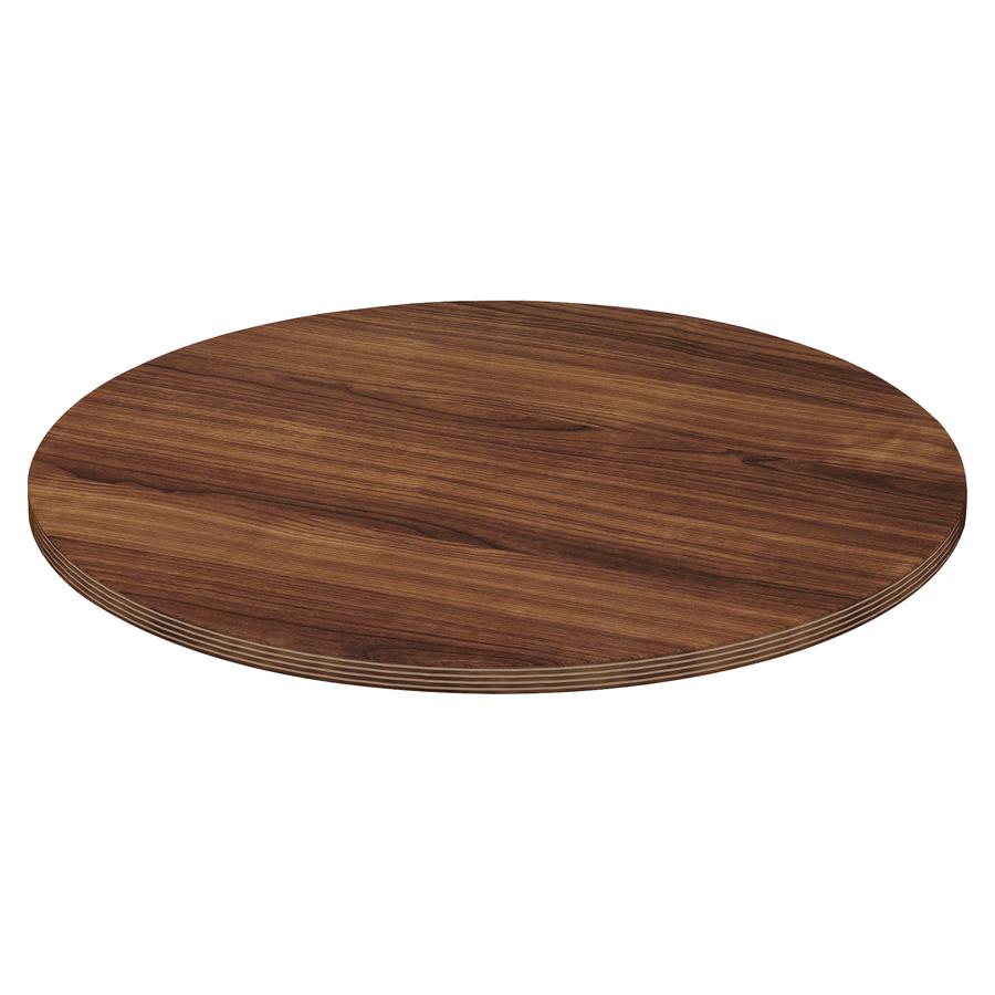 Lorell Chateau Series Round Conference Tabletop - 1.4"48" , 0.1" Edge - Reeded Edge - Finish: Walnut Laminate