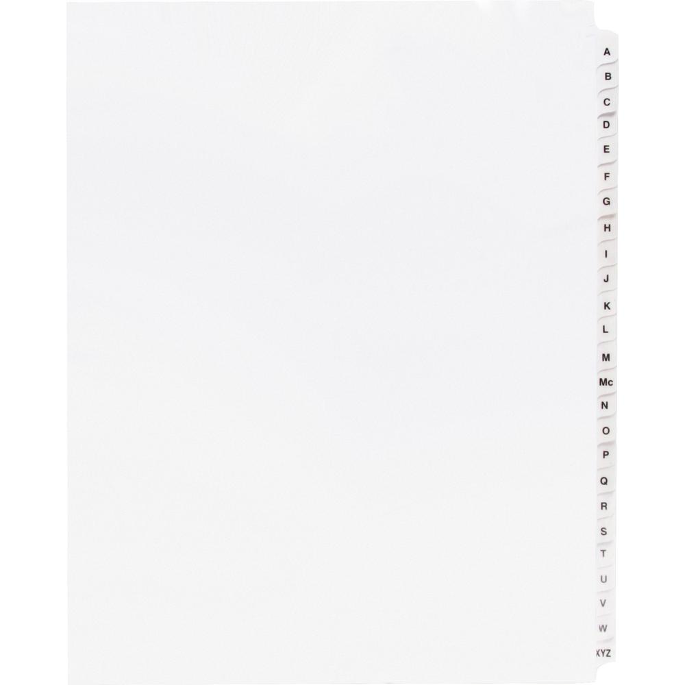 Business Source A-Z Tab Table of Contents Index Dividers - Printed Tab(s) - Character - A-Z - 25 Tab(s)/Set - 8.5" Divider Width x 11" Divider Length - Letter - 3 Hole Punched - White Divider - White