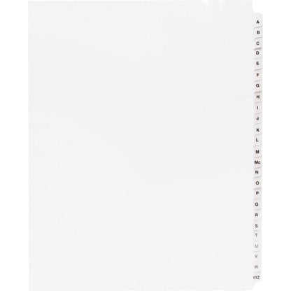 Business Source A-Z Tab Table of Contents Index Dividers - Printed Tab(s) - Character - A-Z - 25 Tab(s)/Set - 8.5" Divider Width x 11" Divider Length - Letter - 3 Hole Punched - White Divider - White