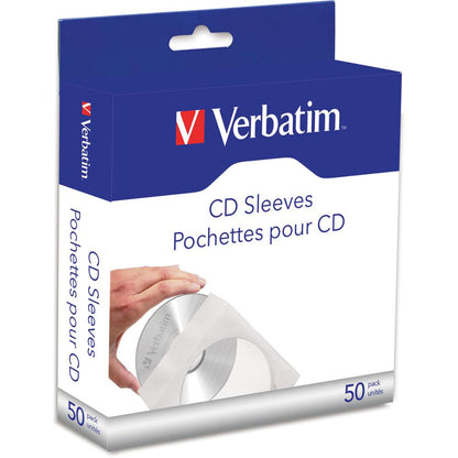 Verbatim CD/DVD Paper Sleeves with Clear Window - 50pk Box - Sleeve - Paper