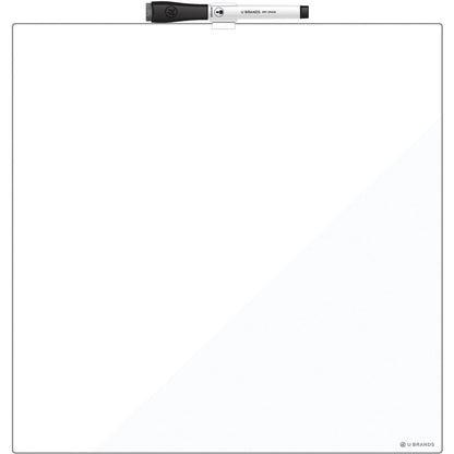 U Brands Magnetic Dry Erase Board - 14.7" Height x 14" Width - White Painted Steel Surface - Square - Horizontal/Vertical - 1 Each