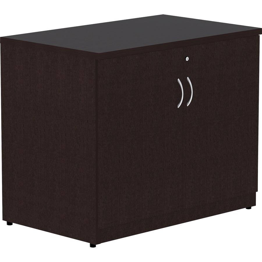 Lorell Essentials Series 2-Door Storage Cabinet - 36" x 22.5"29.5" Cabinet, 0.7" Panel - 2 Door(s) - Material: Laminate - Finish: Espresso
