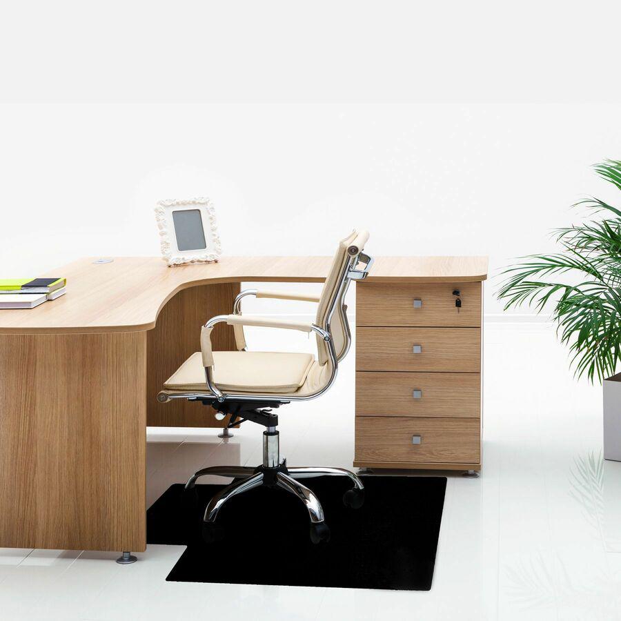 Black Vinyl Lipped Chair Mat for Hard Floor - 36" x 48" - Black Lipped PVC Chair Mat For Hard Floor - 48" L x 36" W x 0.08" D
