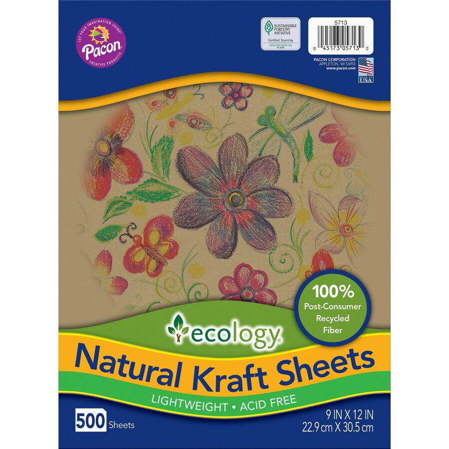 Creativity Street Natural Kraft Sheets - Drawing, Project, Art, Craft Project, Decoration - 500 Piece(s) - 2.10"Height x 9"Width x 12"Length - 500 / Ream - Natural - Kraft