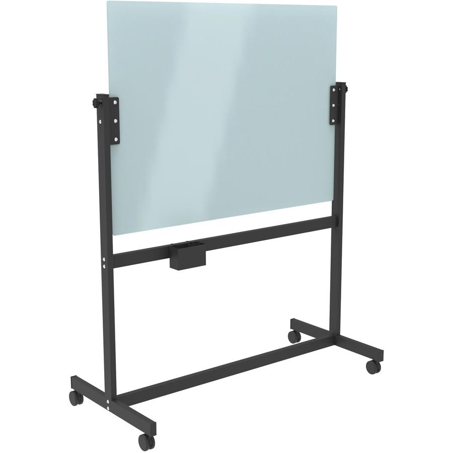 U Brands Magnetic Glass Dry Erase Board Rolling Easel - 35" (2.9 ft) Width x 47" (3.9 ft) Height - Frosted White Tempered Glass Surface - Rectangle - Horizontal - Floor Standing, Portable - Magnetic -
