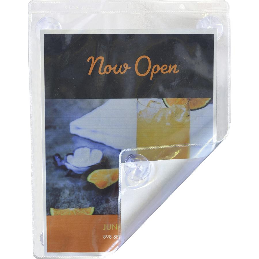 C-Line Heavyweight Display Pocket - 15 / Box - 9" Width x 12" Height - Heavyweight, Strong, Top Loading, Suction Cup - Clear