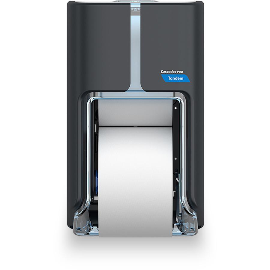 Cascades PRO Tandem DHC Bath Tissue Dispenser - Touchless Dispenser - 2220 x Sheet - 12" Height x 6.6" Width x 7" Depth - Dark Gray - Hygienic, Jam-free, Key Lock - 1 Each