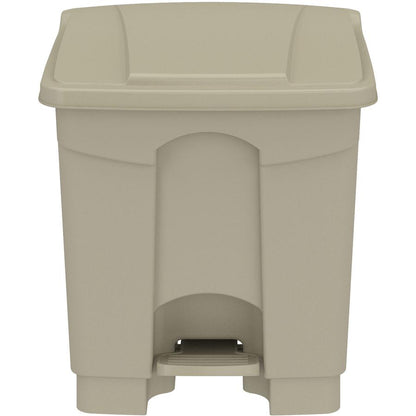 Safco Plastic Step-on Waste Receptacle - 8 gal Capacity - Easy to Clean, Foot Pedal, Lightweight - 17.3" Height x 16" Width x 16" Depth - Plastic - Tan - 1 Carton
