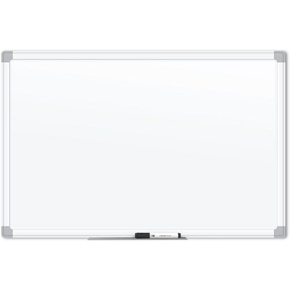 U Brands White Aluminum Framed Magnetic Porcelain Steel Board, 48" X 36" - 48" (4 ft) Width x 36" (3 ft) Height - White Porcelain Steel Surface - White Aluminum Frame - Rectangle - Horizontal/Vertical