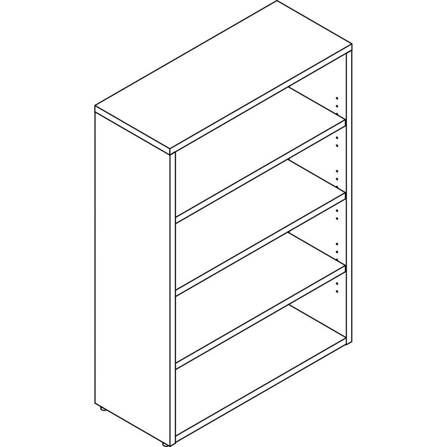 Lorell Prominence 2.0 Bookcase - 34" x 12"48" , 1" Top, 0.1" Edge - 4 Shelve(s) - 3 Adjustable Shelf(ves) - Material: Particleboard, Thermofused Melamine (TFM) - Finish: Gray Elm