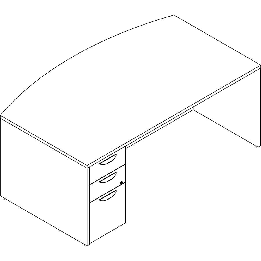 Lorell Prominence 2.0 Bowfront Left-Pedestal Desk - 72" x 42"29" , 1" Top, 0.1" Edge - 3 x File, Box Drawer(s) - Double Pedestal on Left Side - Band Edge - Material: Particleboard - Finish: Gray Elm,