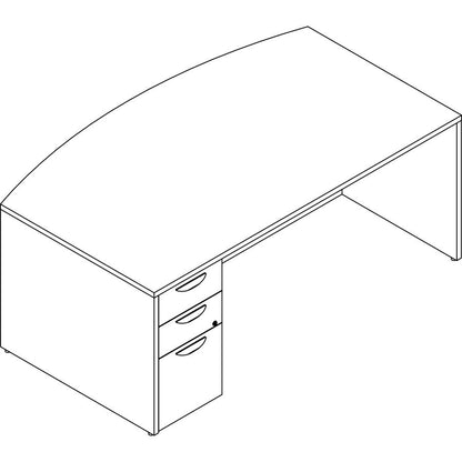Lorell Prominence 2.0 Bowfront Left-Pedestal Desk - 72" x 42"29" , 1" Top, 0.1" Edge - 3 x File, Box Drawer(s) - Double Pedestal on Left Side - Band Edge - Material: Particleboard - Finish: Gray Elm,