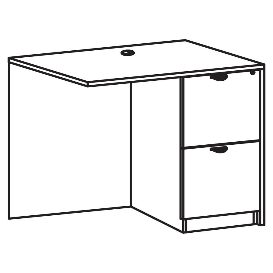 Lorell Prominence 2.0 Right Return - 42" x 24"29" , 1" Top, 0.1" Edge - 2 x File Drawer(s) - Band Edge - Material: Particleboard - Finish: Gray Elm, Thermofused Melamine (TFM), Laminate