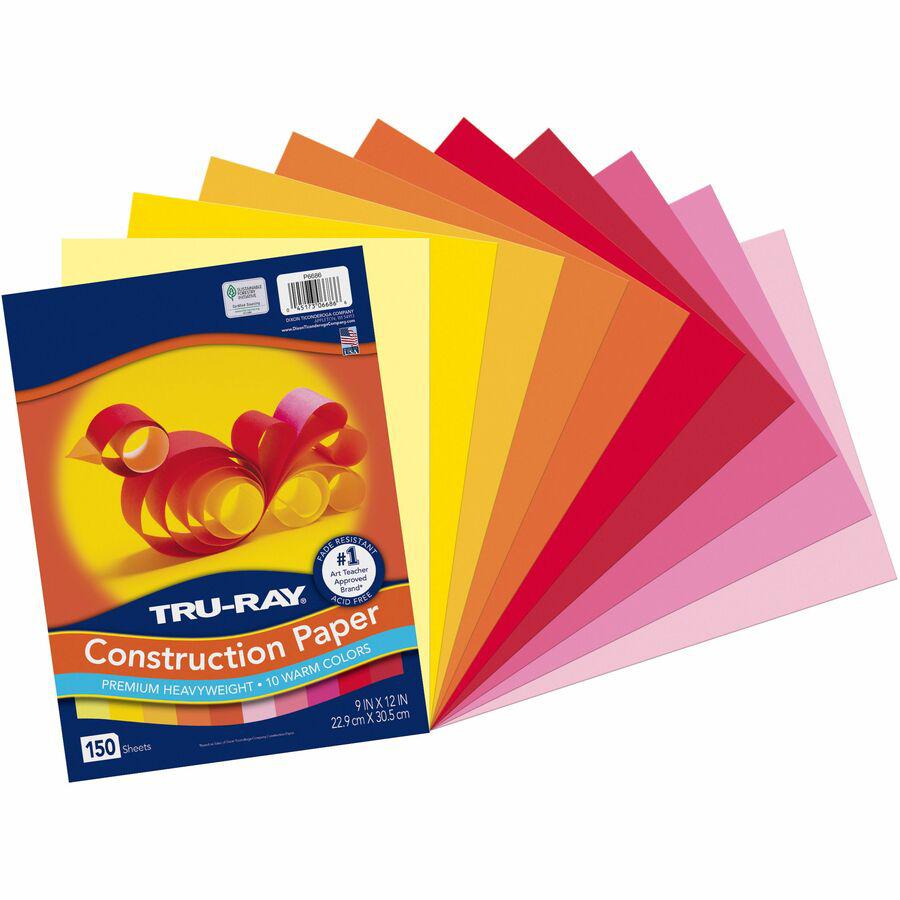 Tru-Ray Construction Paper - Construction, Art Project, Craft Project - 9"Width x 12"Length - 12 / Carton - Orange, Yellow, Electric Orange, Pink, Shocking Pink, Light Yellow, Pumpkin, Gold, Festive R