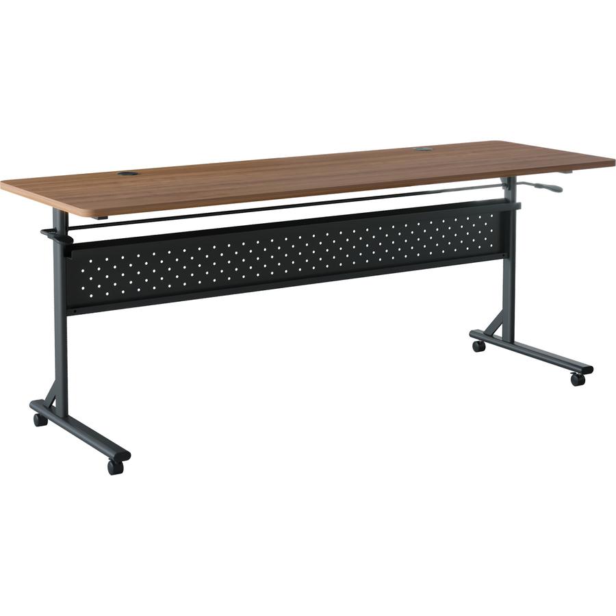 Lorell Shift 2.0 Flip and Nesting Mobile Table - Laminated Rectangle Top - 72" Table Top Length x 24" Table Top Width x 1" Table Top Thickness - 29.50" HeightAssembly Required - Walnut - 1 Each