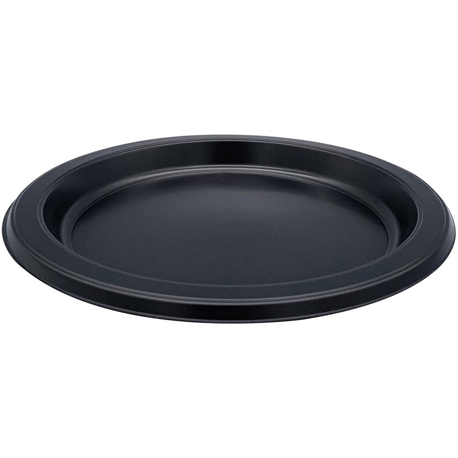Genuine Joe 7" Disposable Plastic Plates - Picnic, Food, Party, Breakroom - Disposable - 7" Diameter - Black - Plastic Body - Round - 125 / Pack