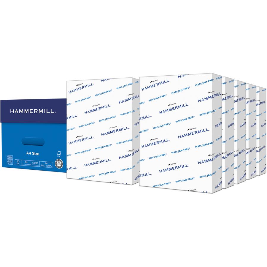 Hammermill Copy Plus Paper - White - A4 - 8 17/64" x 11 11/16" - 20 lb Basis Weight - 10 / Carton - FSC - Jam-free, Acid-free - White