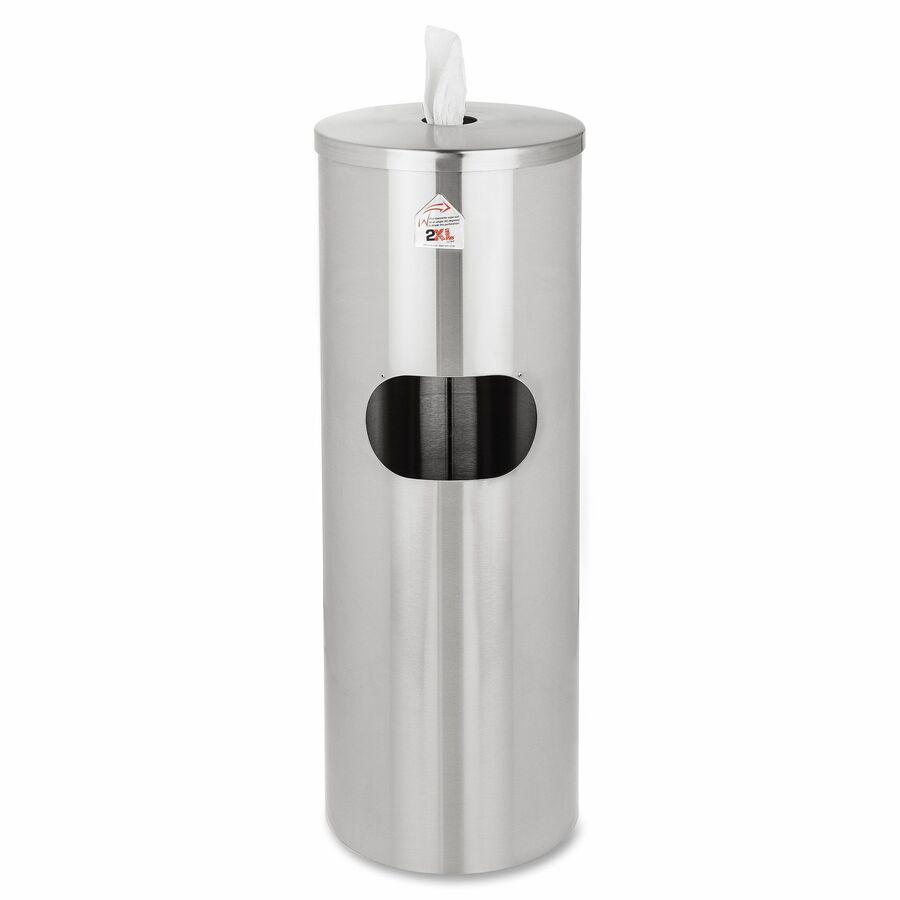 2XL Stainless Steel Stand Wiper Dispenser - Stainless Steel - Stainless Steel - Refillable, Smudge Resistant, Hands-free - 1 Each
