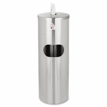 2XL Stainless Steel Stand Wiper Dispenser - Stainless Steel - Stainless Steel - Refillable, Smudge Resistant, Hands-free - 1 Each